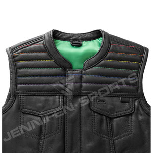 Nuevo Chaleco de Cuero Genuino Personalizado para Mujer, Chaleco de Cuero a la Moda para Motociclismo, con Forro Interior de Satén en Varios Colores - Product Image 2