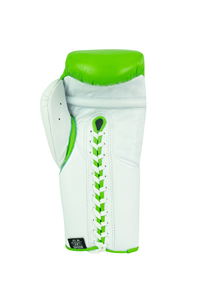 ถุงมือชกมวยสีเขียวคุณภาพสูง No Boxing No Life หนังแท้ โลโก้สั่งทำได้ แบบผูกเชือก สำหรับฝึกซ้อมและแข่งขัน MMA มวยไทย - Product Image 5