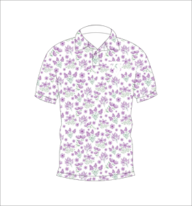 Polo de Hombre con Estampado Micro Floral Blanco y Morado, Sublimación Personalizada, Manga Corta, Verano, Casual, Transpirable, Ligero, para Golf - Product Image 4