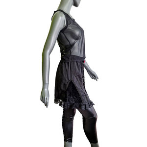 Gothic Punk Pinstripe Mini <b>Skirt</b> Women Lace-up Corset Front High Waist <b>Skirt</b> with Velvet <b>Patchwork</b> and Lace Trim - Product Image 4
