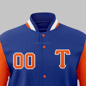 Chaqueta universitaria de alta calidad para hombres y mujeres, chaqueta universitaria de algodón polar Letterman con cuello levantado, venta al por mayor - Product Image 5