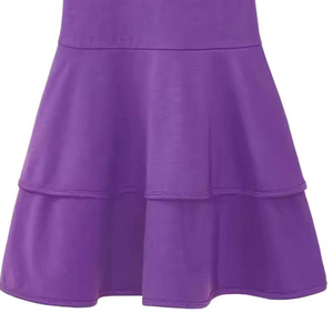 Vestido de Tenis Morado sin Mangas para Niñas, Cuello Redondo, Falda en Capas, Ajustado, Transpirable, Ropa Deportiva para Todas las Temporadas - Product Image 3