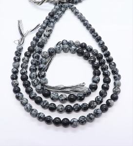 ลูกปัดหินออบซิเดียนสีดำทรงกลมเรียบขนาด 8-9 มม. ลูกปัดอัญมณีหินออบซิเดียนสีดำ 13 นิ้ว หินออบซิเดียนธรรมชาติทรงกลมสำหรับทำเครื่องประดับ - Product Image 2