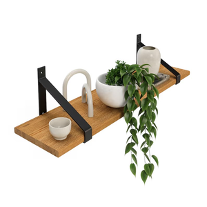 Étagère murale contemporaine en chêne avec structure robuste en métal noir pour livres, plantes, affichage d'œuvres d'art dans les espaces de loft, condos, unités de rangement - Product Image 6