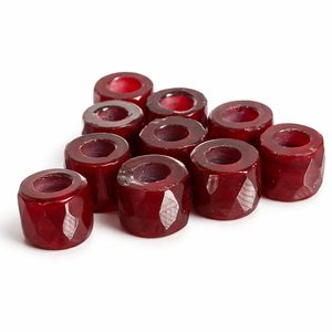 Cuentas de Vidrio Facetadas en Forma de Barril, Color Rojo Intenso, Acabado Transparente, Cuentas con Orificio Grande para la Fabricación de Joyas, Suministros para Manualidades, Venta al por Mayor - Product Image 1