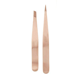 Pince à épiler en acier inoxydable pour soins de beauté, extension des sourcils, pointe droite et incurvée, revêtement or rose, pour kit d'extension des cils - Product Image 3