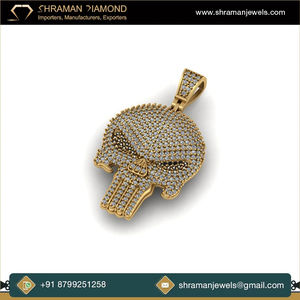 Collar con Colgante de Calavera Punisher de Plata 925 con Diamantes de Imitación y Moissanita, Estilo Hip Hop, Personalizado, de SHRAMAN DIAMOND, para Halloween - Product Image 2