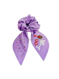 Kansas City con cuentas Scrunchie con cola juego día pelo lazo elástico Cola de Caballo titular con bordado bufanda para fútbol Cheer Spirit - Product Image 2