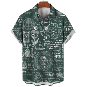 Chemises pour hommes à manches courtes en polyester imprimé, chemises décontractées légères et tendance - Product Image 4