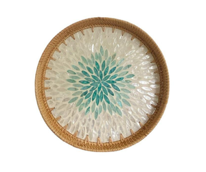 Plateau de rangement en rotin de haute qualité incrusté de nacre, fabriqué au Vietnam - Plateau de rangement artisanal naturel - Product Image 1