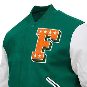 Chaqueta Varsity de Invierno Acolchada de Alta Calidad de la Universidad Florida A&M para Hombre y Mujer, Cuerpo de Lana, Mangas de Cuero, Bordado de Chenille - Product Image 4