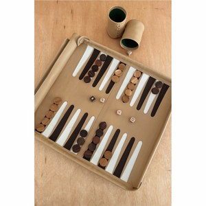Ensemble de backgammon en cuir vintage de qualité supérieure, portable, pliable, avec poche zippée - Product Image 5