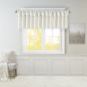 Mantovana in finta seta bianca leggera con perline 50x26 "tende e mantovane - Product Image 1