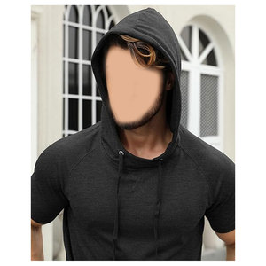 Sudadera con capucha de manga corta para hombre, sudadera para gimnasio, sudadera atlética con capucha, camiseta ligera y transpirable para fitness - Product Image 5