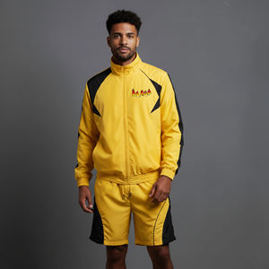 Ensemble 2 pièces pour homme, grande taille, streetwear d'été, léger, 100% coton, coupe-vent et survêtement, uni ou imprimé, avec logo personnalisé, vente en gros - Product Image 1