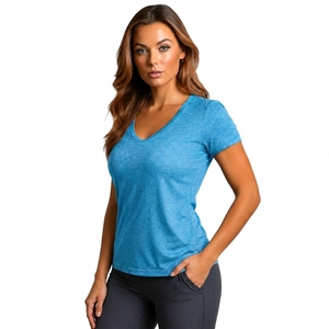 Classic Women V Neck T Shirt Comfortable Cotton Lightweight Summer Daily Wear <b>Top</b> - Product Image 5