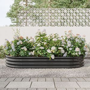 Jardinera Elevada Ovalada Grande de Metal, Negra, para Exteriores, para Flores, Verduras y Plantas - Product Image 2