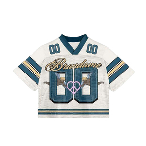 Camiseta Deportiva Corta de Malla Oversize para Mujer, Estilo Fútbol Americano, Transpirable, Vintage, Ropa Deportiva Urbana, 100% Poliéster - Product Image 1