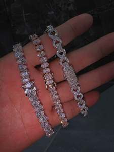 Ensemble de bracelets tennis de luxe entièrement sertis de moissanite, bijoux hip-hop certifiés IGI, or, argent, or rose, unisexe - Product Image 4