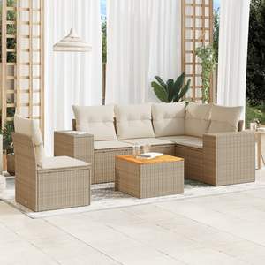 Ensemble de canapés de jardin en rotin beige avec structure en acier pour 6 personnes, mobilier d'extérieur au design contemporain, résistant aux intempéries - Product Image 3