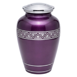 Urne funéraire en aluminium gravé argenté pour adulte, gravure personnalisable, finition métallique violette, pour cendres humaines - Product Image 1