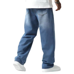 Jeans baggy pour hommes, streetwear, avec logo personnalisé, design personnalisé, jeans baggy pour enfants, pantalon en denim ample à jambes larges pour hommes - Product Image 3