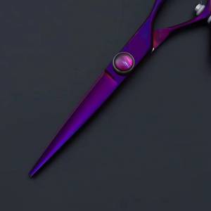 Ciseaux de coiffure professionnels en acier inoxydable 440C, lame tranchante, manche moyen, pour droitiers, usage en salon, finition violette, réutilisables - Product Image 2