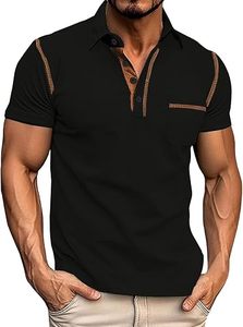 Polo informal para hombre, camisa de golf ligera de manga corta, camisa con cuello y botones con bolsillo - Product Image 2
