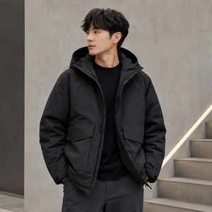 Hot Sale Custom Mens Winter Jacket Hooded Jacket Polyester Winter Zip Front Loose Fit Outdoor <b>Bubble</b> <b>Coat</b> Custom Logo Wholesale - Product Image 3