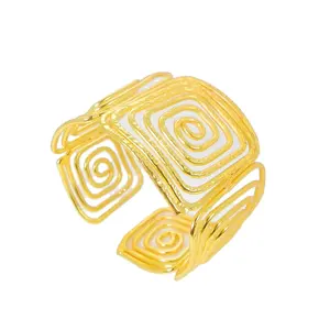 Filigree designer hammered textured wide cuff 18k gold plated manufacturer supplier hand forged cuff adjustable bracelet
