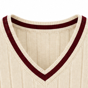 Men's Cream Ribbed Knit Pullover <b>Sweater</b> Full Sleeve Solid Color Autumn Wear Acrylic Material Regular Fit <b>Sweaters</b> Pakistan - Product Image 5