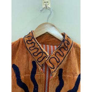 Veste en velours tricoté en coton brodée à la main pour femme, col mandarin, manches longues, motif floral, ouverte sur le devant, style Prairie, hiver/printemps - Product Image 2