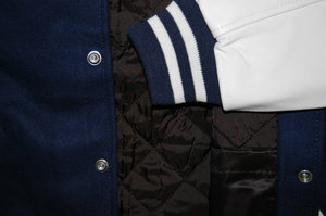 Customized Navy Blue Mens Plain Varsity Casual <b>Jackets</b> <b>White</b> Leather Sleeves Sports Baseball Bomber <b>Jacket</b> Patch - Product Image 3