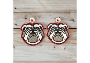 Pendientes artesanales con cuentas de mapa de Haryana, joyería llamativa estilo bohemio deportivo, colgantes de cuentas negras y rojas, accesorios personalizados con huella de pata de equipo - Product Image 3