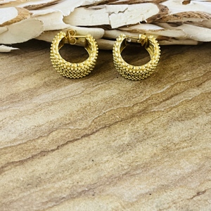 Trendy Brass <b>Hoop</b> Earrings <b>Chunky</b> Gold Textured Women 18k Gold Plated Ethnic <b>Hoop</b> Jewelry Chic Textured Metal Wholesale/OEM/ODM - Product Image 2