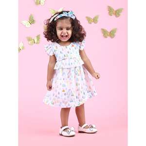 Polka Tots Vestido sin mangas con estampado de Tiny Town con diadema-Multicolor - Product Image 1