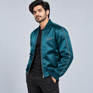 Chaqueta de Satén con Pedrería para Hombre, Diseño de Lujo, Decoración Brillante con Cristales, Chaqueta Bomber Elegante, Moda Hip Hop, Ropa Urbana de Lujo - Product Image 3