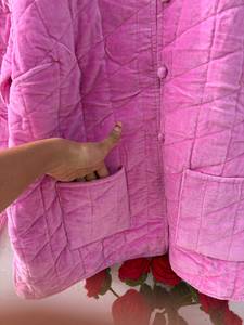 เสื้อแจ็คเก็ตผ้ากำมะหยี่สีชมพูพิมพ์ลายเสือแบบกลับด้านได้  บุด้วยผ้าฝ้าย  ทรงยาว  ระบายอากาศได้ดี  เป็นมิตรกับสิ่งแวดล้อม  สำหรับผู้หญิง  เสื้อโค้ทฤดูหนาว  งานแฮนด์เมด - Product Image 2