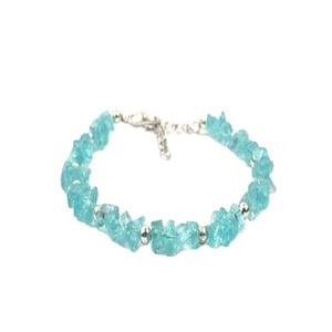 Brazalete azul de piedras preciosas de apatita natural 7-8 \ "largo hecho a mano 92,5 plata esterlina oro para fiestas regalos mayorista indio - Product Image 1