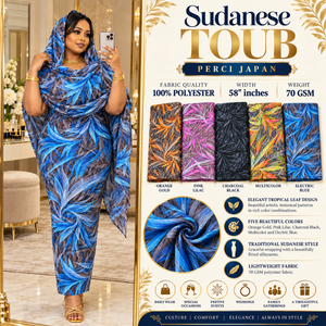Toub Soudanais en Polyester Bleu Électrique à Motif Feuille Tropicale 58 Pouces 70 GSM |   Tissu imprimé botanique Perci Japan pour vêtements drapés pour femmes - Product Image 5