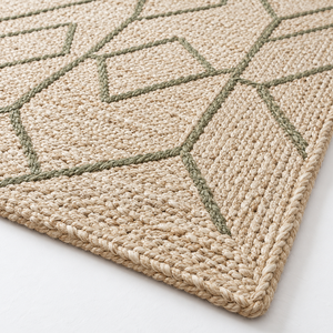Alfombra Rectangular Tejida a Mano, Ecológica, de Yute Natural Trenzado, de Pelo Corto, con Diseño Floral Boho, Tamaño Personalizado para Sala de Estar - Product Image 2