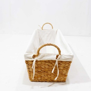 Woven Rattan <b>Bread</b> <b>Basket</b> with Linen Liner Braided Handle Rectangular Serving <b>Basket</b> for Bakery Cafe Home - Product Image 3