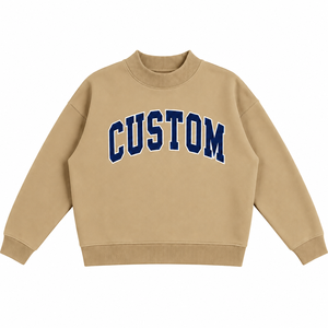 Camiseta de Cuello Alto para Niñas, Color Sólido y con Estampado, Manga Larga, Teñido Liso, para Uso Casual - Product Image 1