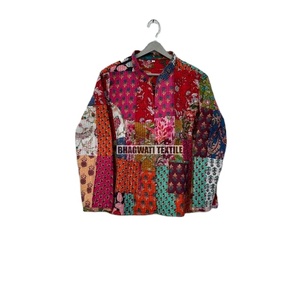 Veste matelassée courte unisexe faite à la main Style bohème Patchwork Design coton indien respirant automne hiver manteau broderie - Product Image 1