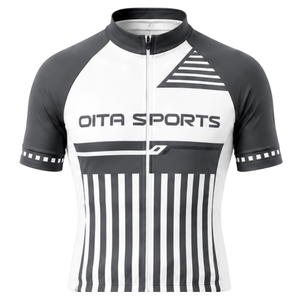 Maillot de Ciclismo de Manga Corta Gris Carbón y Blanco con Cremallera Completa, de Secado Rápido y Transpirable, para Bicicleta de Carretera, Ropa Deportiva de Alto Rendimiento para Entrenamiento - Product Image 1