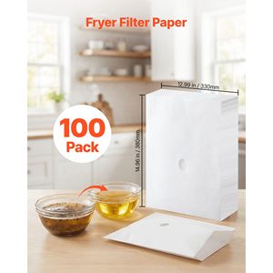 Lot de 100 feuilles de papier filtre pour friteuse commerciale 38/55L – Remplacement pour prolonger la durée de vie de l'huile - Product Image 2
