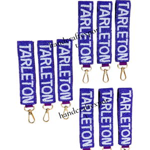 Llavero de pulsera personalizado hecho a mano, ecológico, con cuentas y lentejuelas bordadas, para Mamá, Maestra, Día de Juego, Howdy, correa para llaves y bolso - Product Image 6