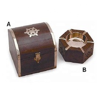 Cendrier en bois d'acacia moderne de haute qualité, fait main, design unique, étui pour briquet à cigares avec incrustation métallique créative