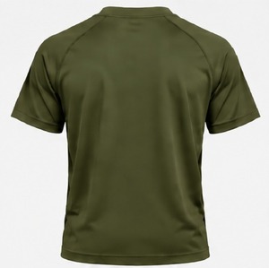 T-shirt décontracté pour homme, vert olive, à manches courtes, séchage rapide, col rond, coupe classique, avec logo imprimé sur le devant - Product Image 4