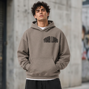 Sweat à capuche streetwear pour homme, hiver, coupe oversize, en molleton de coton épais, personnalisé, lourd, décontracté, pull 2 pièces brodé, style urbain - Product Image 1